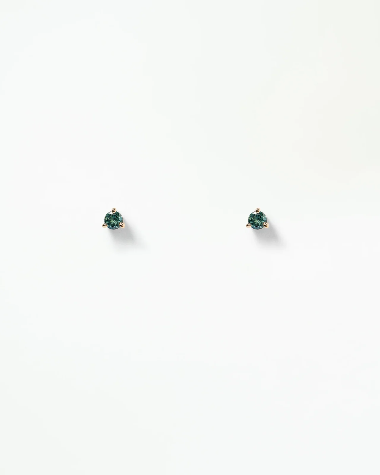 Medium Round Cut Teal Sapphire Stud Earring