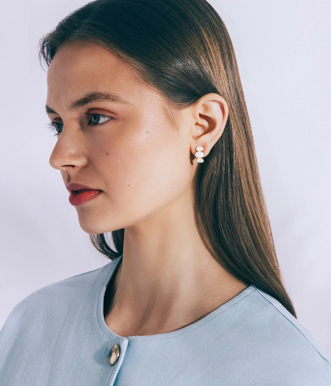 Nola Studs in White Opal - Image 2