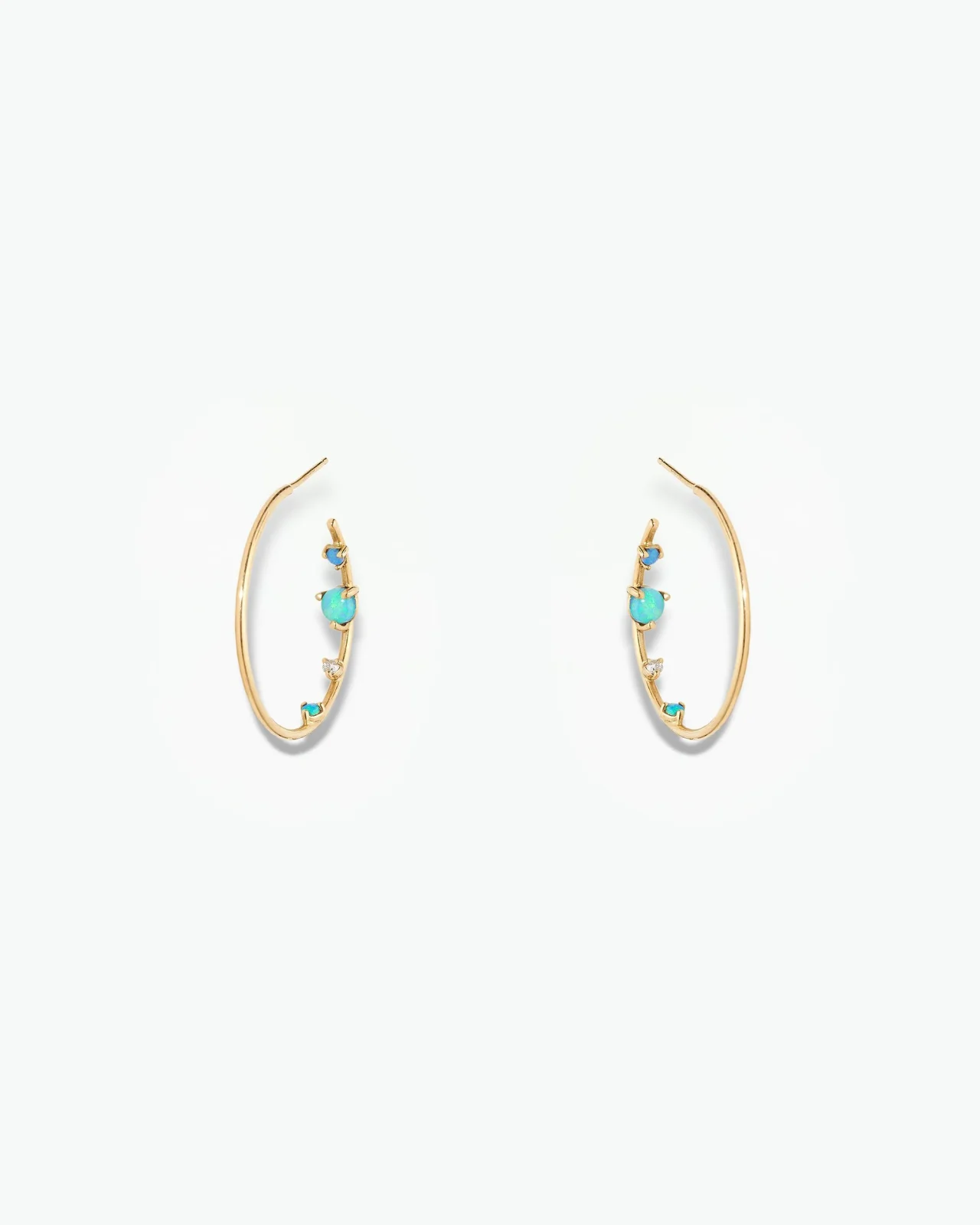 Opal and Diamond Inverted Hoop Earring