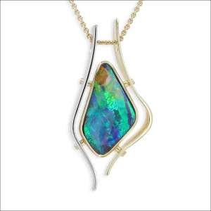 Open Frame Boulder Opal Pendant 18KY 18KW - Temporarily Unavailable