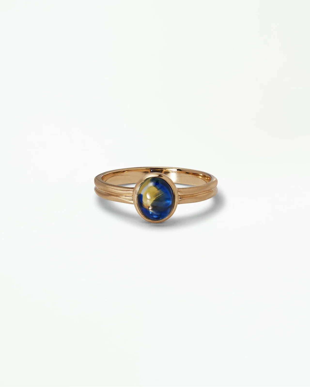 Oval Cabochon Sapphire Ridge Ring Set No. 9