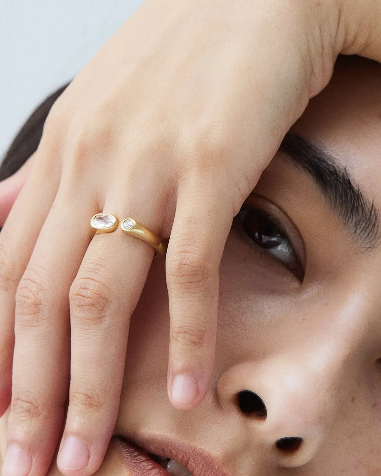 Oval Rose Cut Diamond Dyad Signet Ring - Image 2