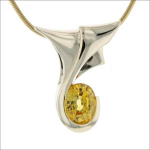 Oval Yellow Sapphire Slide Pendant 18KY (Consignment)