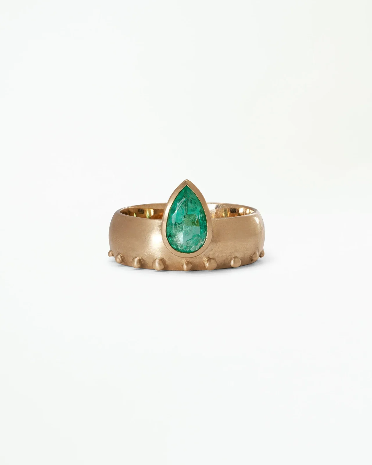 Pear Cut Emerald Dome Monolith Ring No. 8