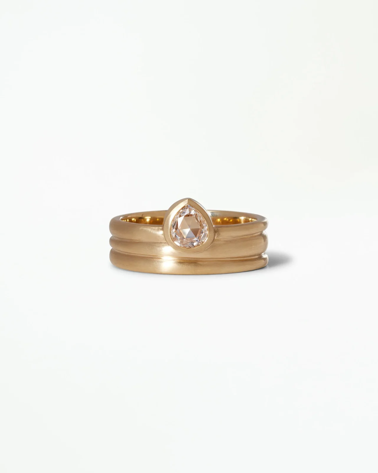 Pear Rose Cut Diamond Spiral Ring