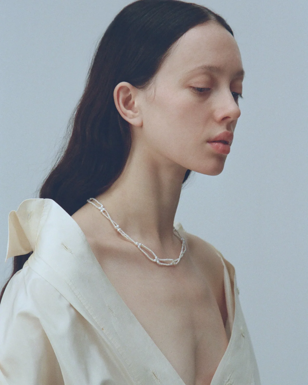 Pearl Petal Lariat Necklace - Image 2