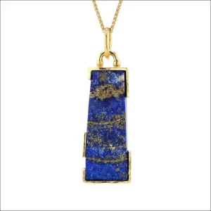 Rectangular Natural Surface Lapis Pendant 18KY (Consignment)