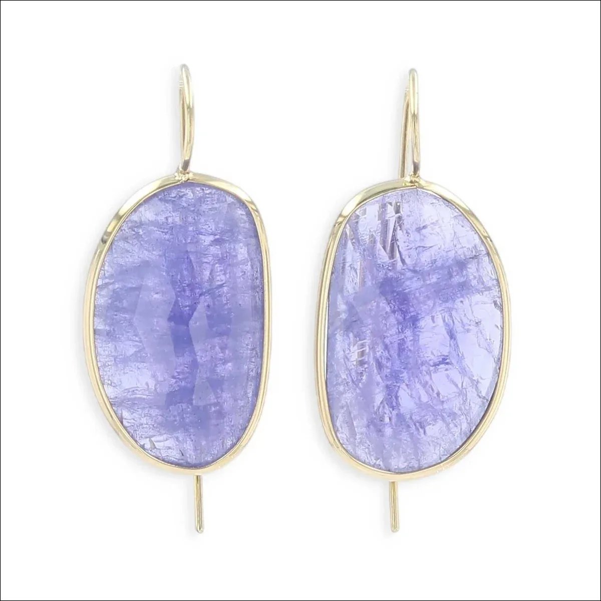 Rose Cut Tanzanite Dangle Earrings 18KY