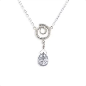 Salt and Pepper Diamond Briolette Spiral Y Necklace 14KW on Cable Chain 17"