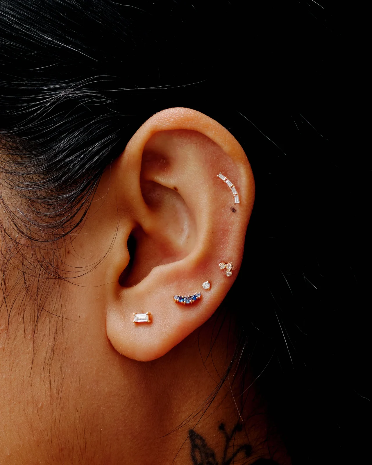 Sapphire Crescent Flat Back Earring - Image 2