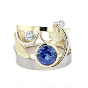 Sapphire Diamond Parts Ring 14KW 18KY