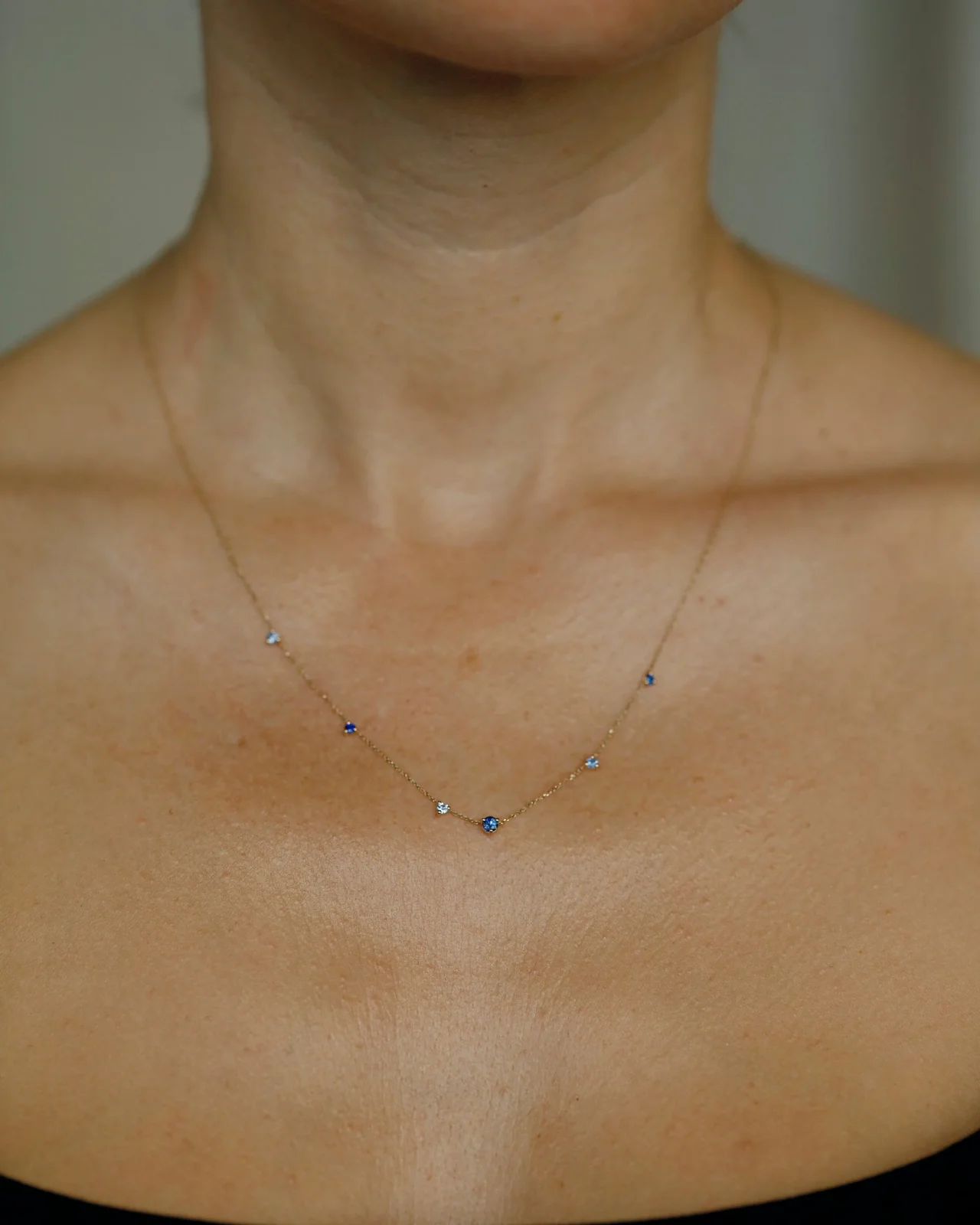 Sapphire Linear Chain Necklace - Image 2