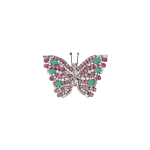 Small Butterfly in Chrysoprase / Rose / Crystal