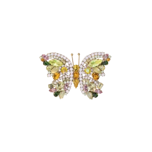 Small Butterfly in Olive Jade / Topaz / Pink Opal