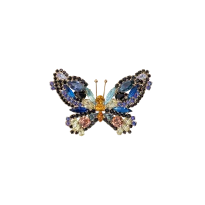 Small Butterfly in Sapphire / Jet / Apricot