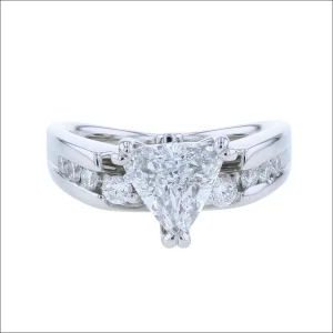Trillion Diamond with Round Diamond Accents Ring Platinum (Consignment)
