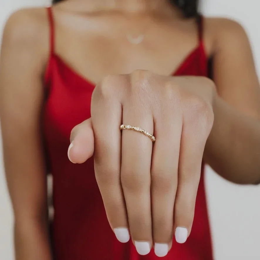 Whisper Ring in 14k Yellow Gold with Diamond Clusters