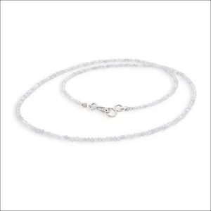 White Diamond Bead Strand Necklace 14KW 17" 12.90cttw