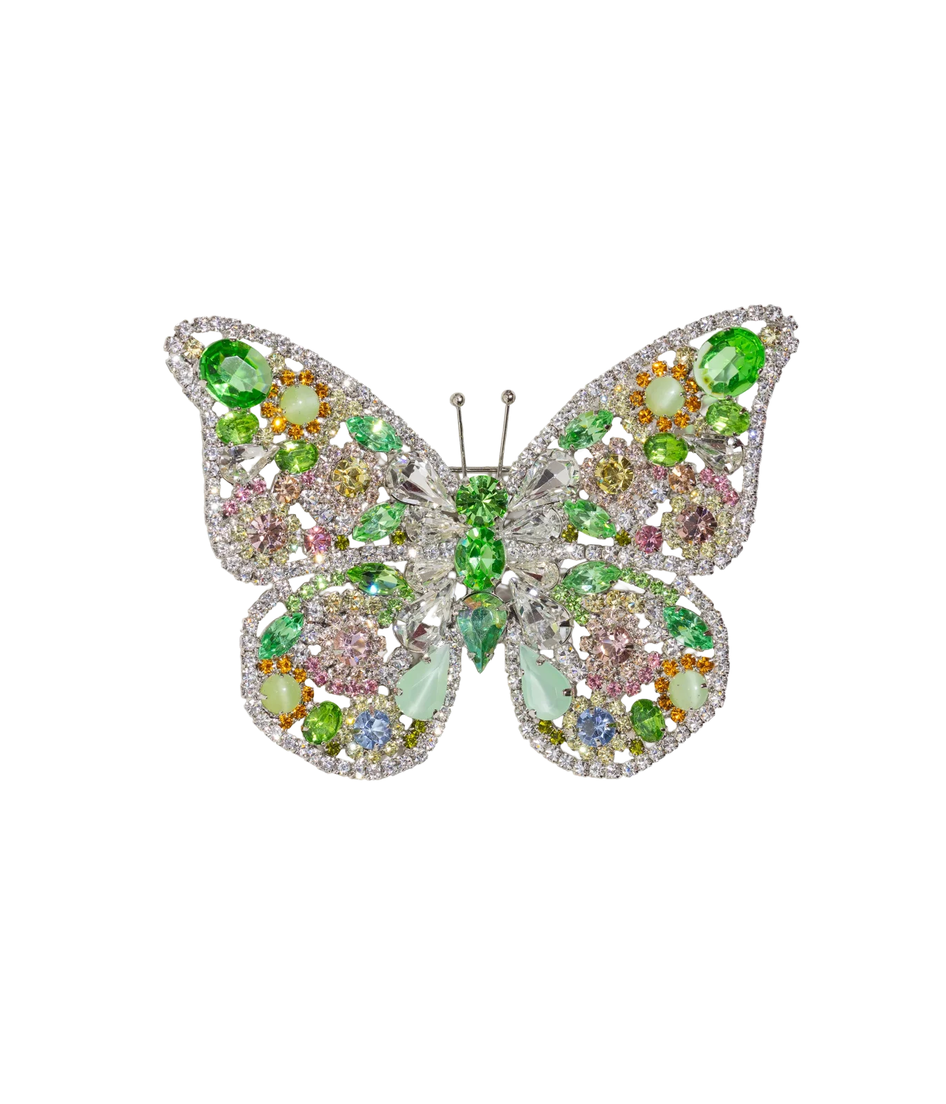 X-Large Butterfly in Crystal / Peridot / Light Rose