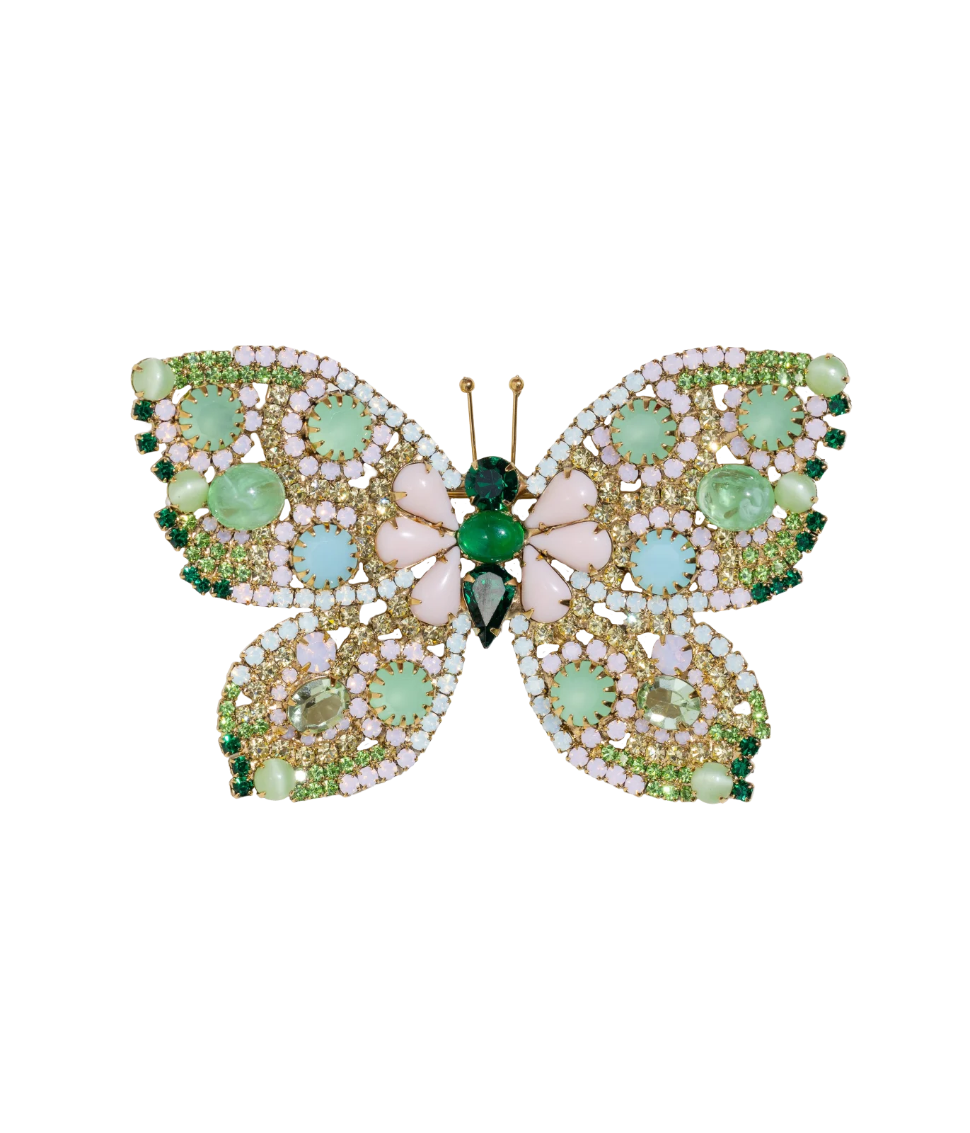 X-Large Butterfly in Emerald / Chrysolite Opal / Rose Opal