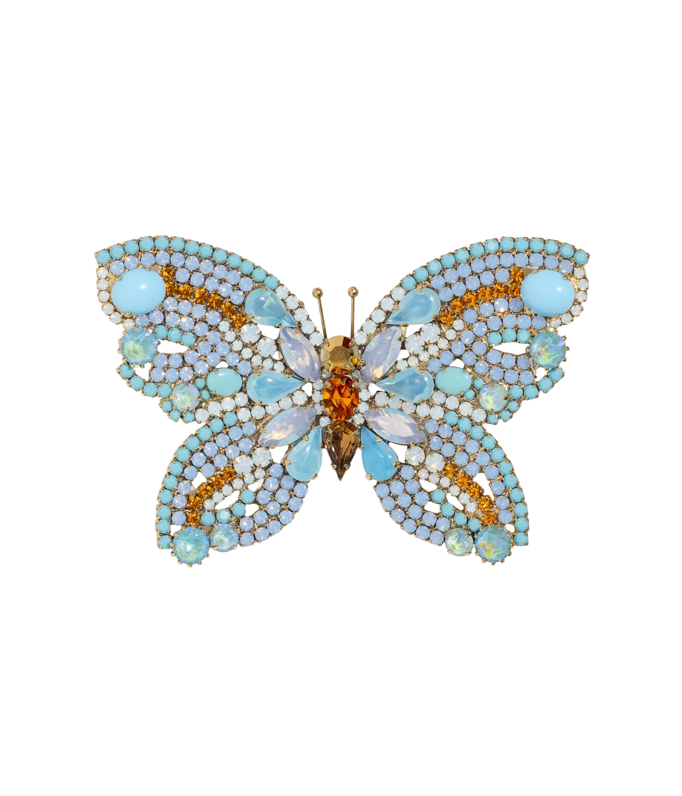 X-Large Butterfly in White Opal / Turquoise / Topaz