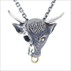 Zombie Bull Head Pendant 18KY Sterling Silver